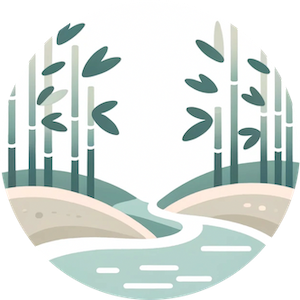 doteki logo: a river passing through a bamboo forest